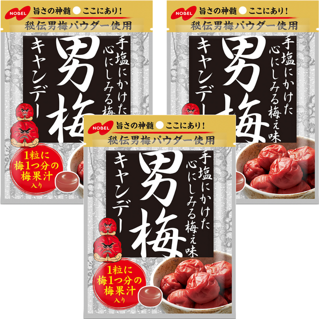 NOBEL 諾貝爾 男梅糖, 76.5g, 3袋