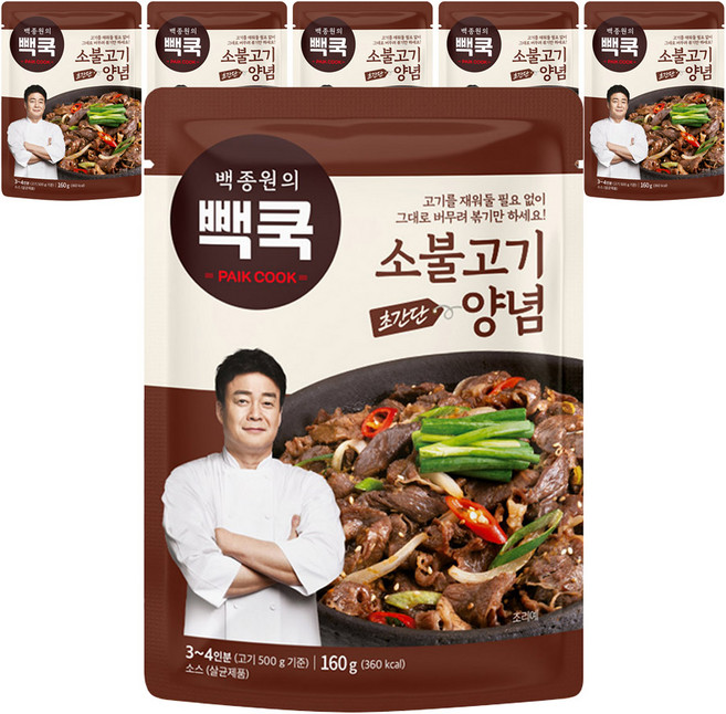 빽쿡 백종원의 소불고기양념, 160g, 6개