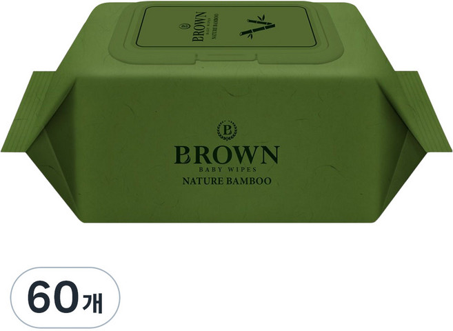 브라운 네이처 밤부 아기 물티슈 휴대형, 73g, 20매, 60개