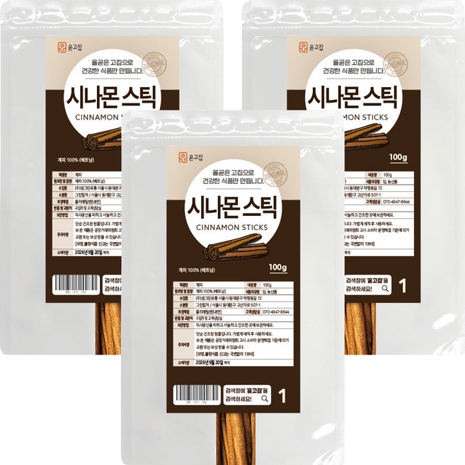 윤고집 시나몬 스틱, 100g, 3개
