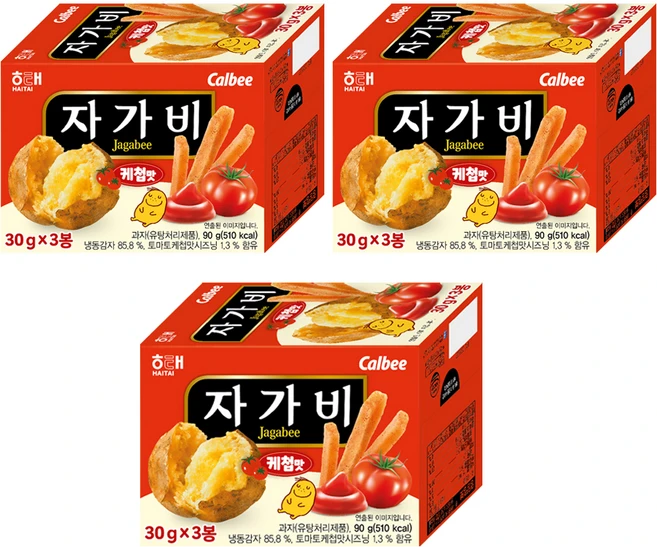 자가비 케첩맛 3p, 90g, 3개 - 쿠팡