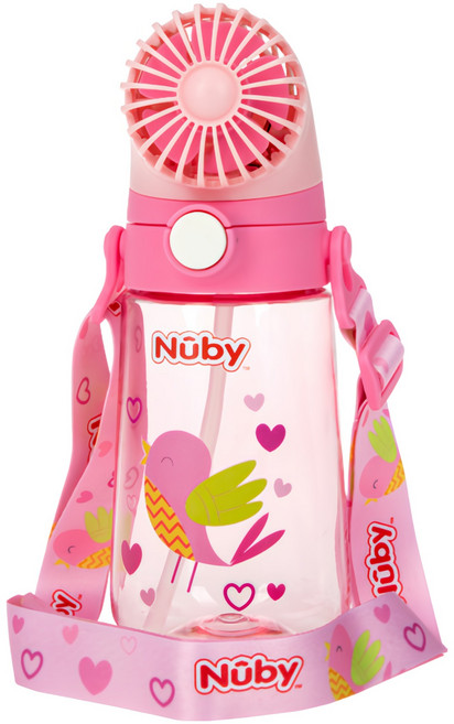 Nuby 風扇涼涼晶透杯, 粉色, 560ml, 1個