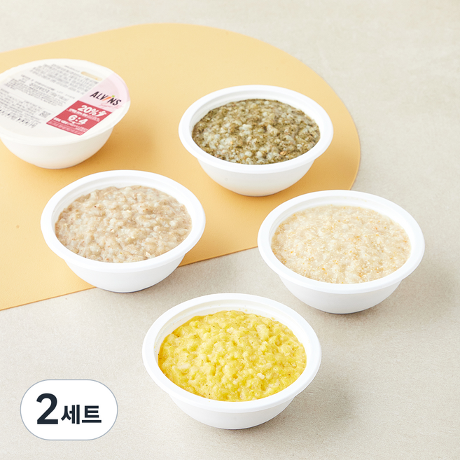 엘빈즈 슈퍼핏 중기2 만7~10개월 한우연어고구마죽 180g + 닭가슴살두부죽 180g + 대구단호박치즈죽 180g + 한우완두과일죽 180g 이유식 A세트, 2세트