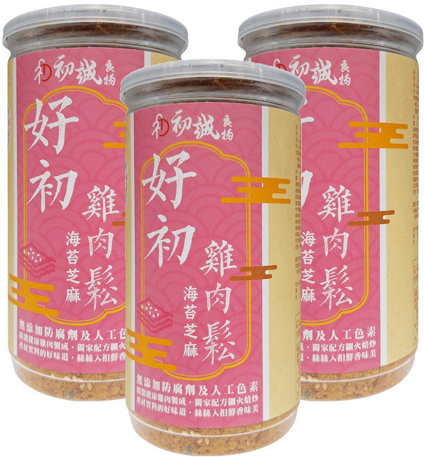 初誠良物 好初雞肉鬆 海苔芝麻, 200g, 3罐