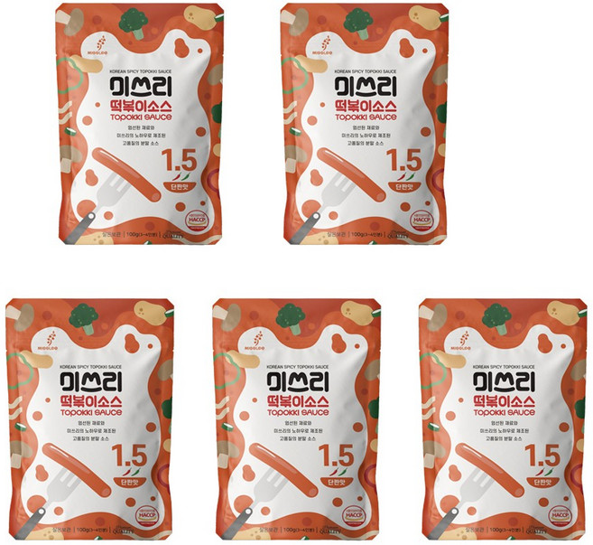 미쓰리 떡볶이 소스 1.5 단짠맛, 100g, 5개