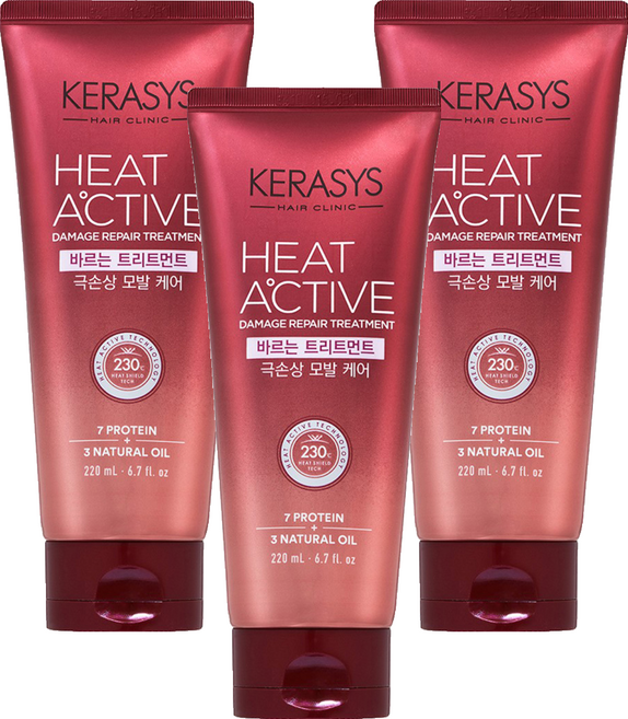 케라시스 히트 액티브 극손상 바르는 트리트먼트, 220ml, 3개
