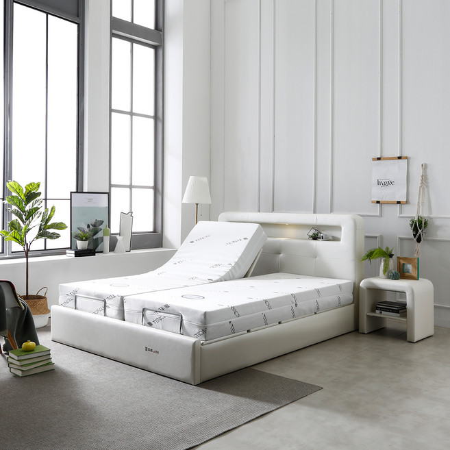 세진침대 데일리 LED 모션베드 프레임 방문설치, 펄크림화이트