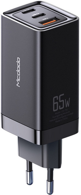 맥도도 GaN PD3.0 PPS 65W 초고속 미니 3포트 멀티충전기, 블랙, 1개