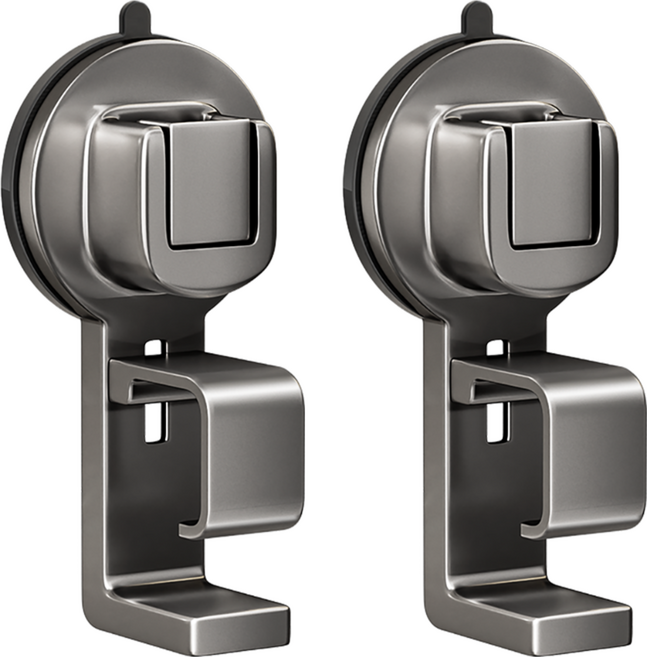 小麥購物 吸盤臉盆掛鉤 L210 100g, 2個, 槍灰色