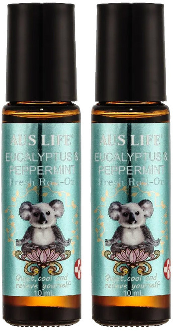 AUS LIFE 澳思萊 尤加利勁涼滾珠精油棒 10ml 含尤加利和薄荷精油, 2瓶