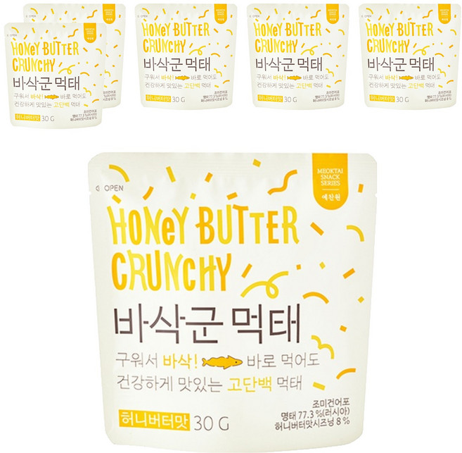 예찬원 바삭군 먹태 허니버터맛, 30g, 6개