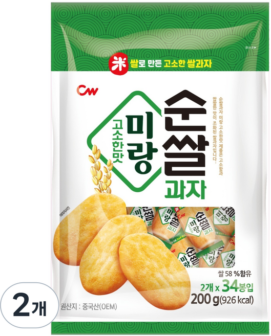 청우식품 순쌀과자미랑 고소한맛, 2개, 200g