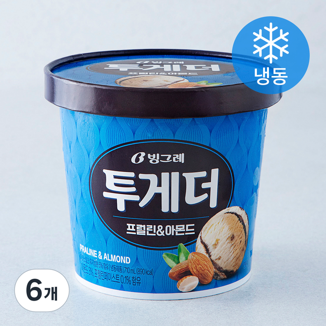 빙그레 투게더 프럴린 & 아몬드 (냉동), 710ml, 1개입, 6개
