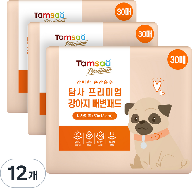 탐사 프리미엄 강력흡수 배변패드 라벤더향, 30개입, 12개