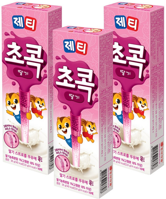 제티 초콕 분말 스트로 딸기맛, 3.6g, 10개입, 3개