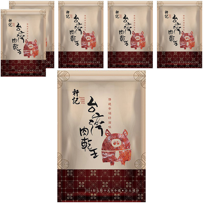 Taiwan dried meat king 軒記 台灣肉乾王 黑胡椒金薄豬肉乾, 100g, 6包