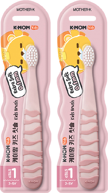 MOTHER-K K-MOM 纖柔護理兒童牙刷 (2Y-5Y) - 糖果粉 0.1mm 超軟毛, 1入, 2支
