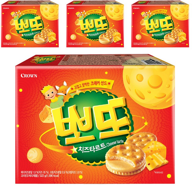 크라운 뽀또 치즈타르트, 322g, 4개