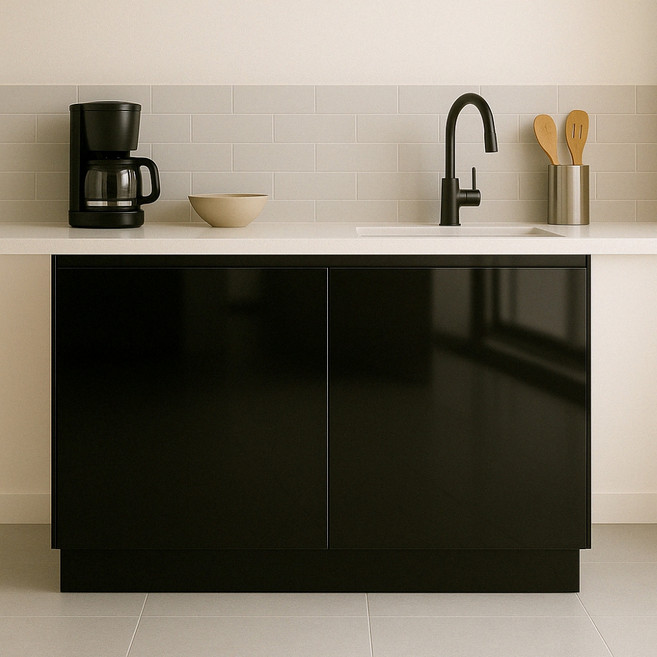 현대인테리어필름 생활방수 접착식 HIGH GLOSS 992 고광택 시트지필름, 블랙, 폭 123cm x 길이 2m