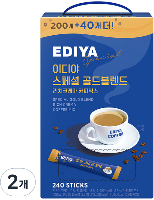 이디야 스페셜 골드블렌드 리치크레마 커피믹스, 11g, 240개입, 2개