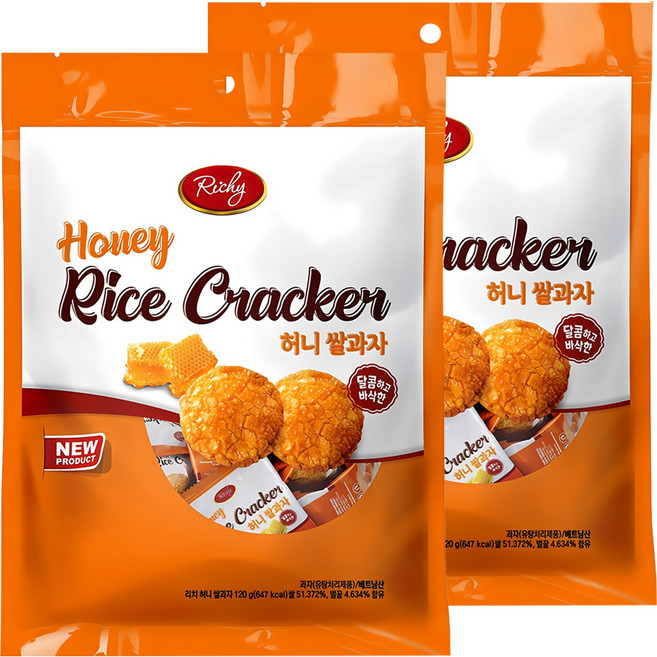 리키 허니 쌀과자, 120g, 2개