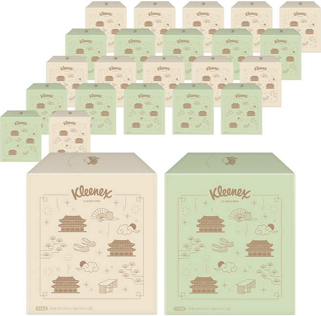 크리넥스 클래식 천연펄프 미니 각티슈 2겹, 230매, 24개