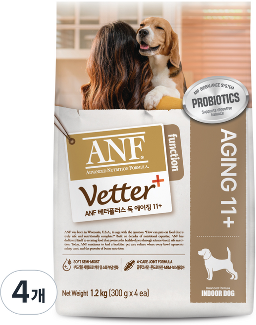 ANF 베터플러스 독 기능성 사료 에이징 11+, 시니어, 1.2kg, 4개