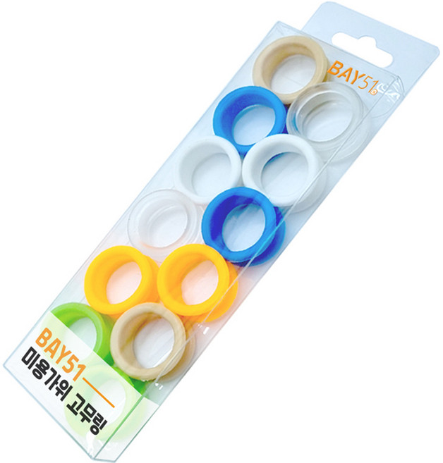 베이51 만능 미용가위 고무링 6종 x 2p 세트, 화이트, 베이지, 블루, 그린, 오렌지, 투명, 1세트