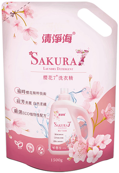 清淨海 櫻花7+系列 洗衣精補充包, 1.5kg, 1包