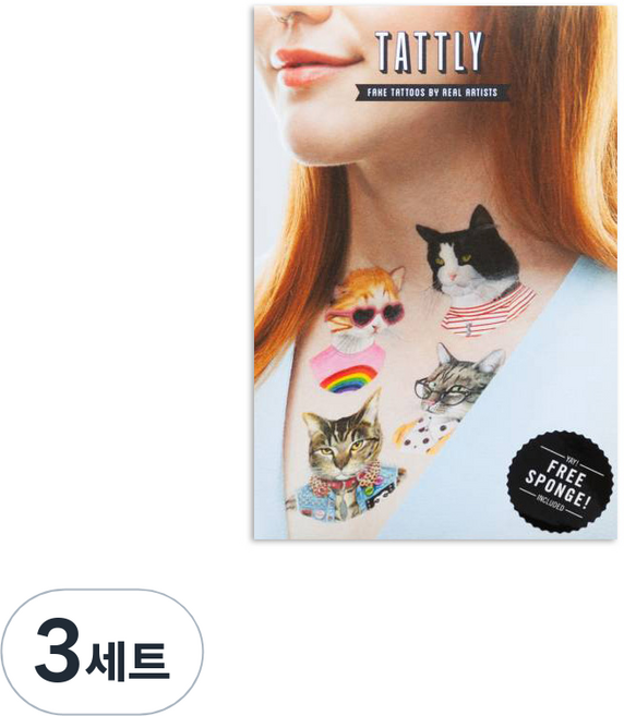 태틀리 타투 스티커 8종 세트, 캣 클럽, 3세트