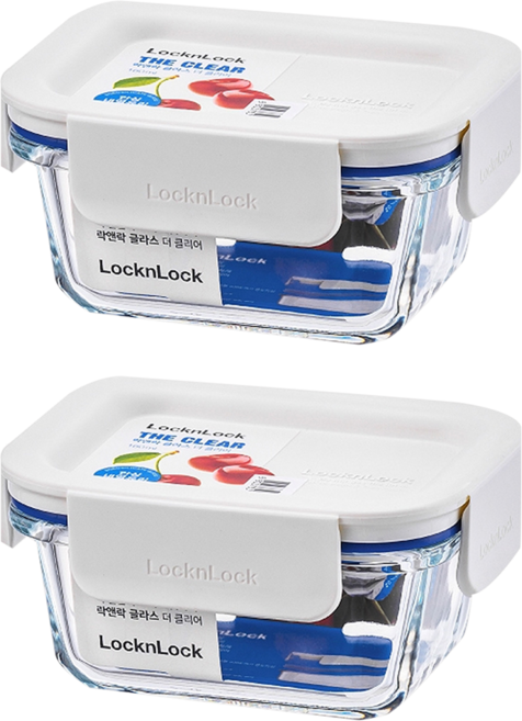 LocknLock 樂扣樂扣 新美學The Clear玻璃保鮮盒, 2個, 保鮮盒 + 蓋子