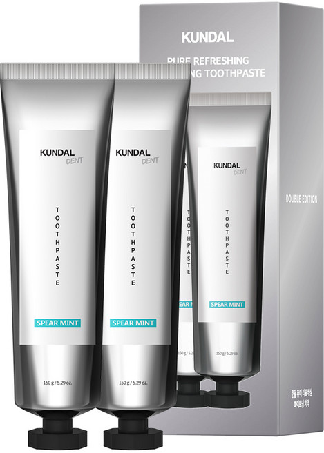 쿤달 리프레싱 화이트닝 치약 스피아민트, 150g, 2개