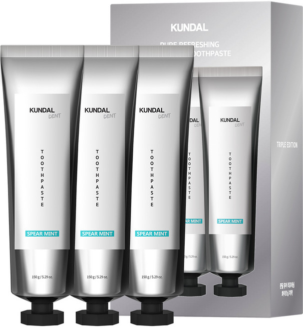 쿤달 퓨어 리프레싱 화이트닝 치약 스피아민트, 150g, 3개