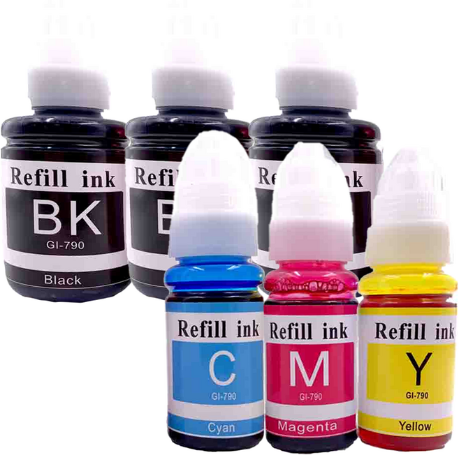 NEXTPAGE 台灣榮工 For G系列專用 Dye Ink可填充染料墨水瓶6件組 CANON印表機適用, 1組, 黑色 + 彩色