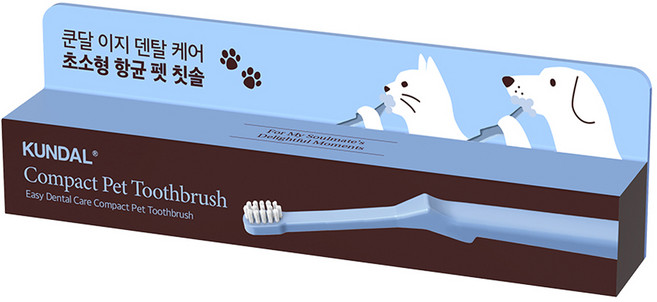쿤달 이지 덴탈 케어 초소형 향균 펫 칫솔 6mm, 블루, 1개