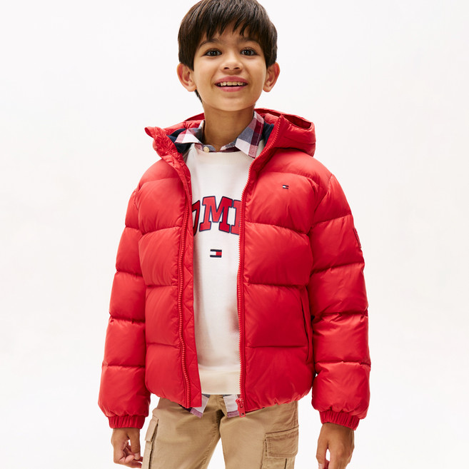 타미힐피거 아동용 에센셜 후드 다운 페더 믹스 자켓