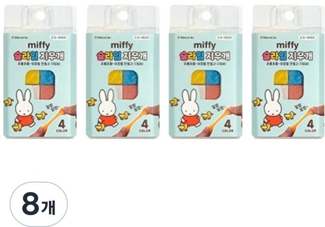 조선문방구 미피 슬라임 4색 지우개, 8개, 혼합색상