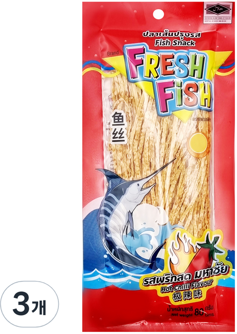 프레쉬피쉬 핫칠리 스낵, 3개, 80g