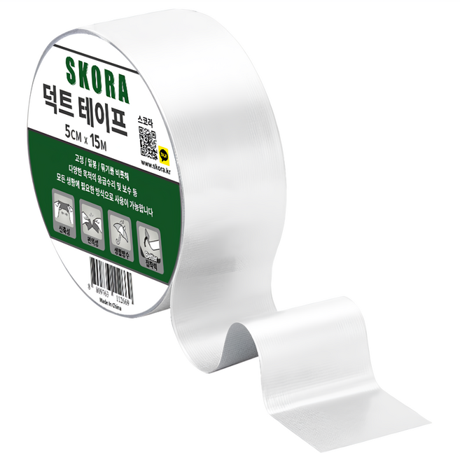 SKORA 白色管道膠帶 5cm x 15m, 1個
