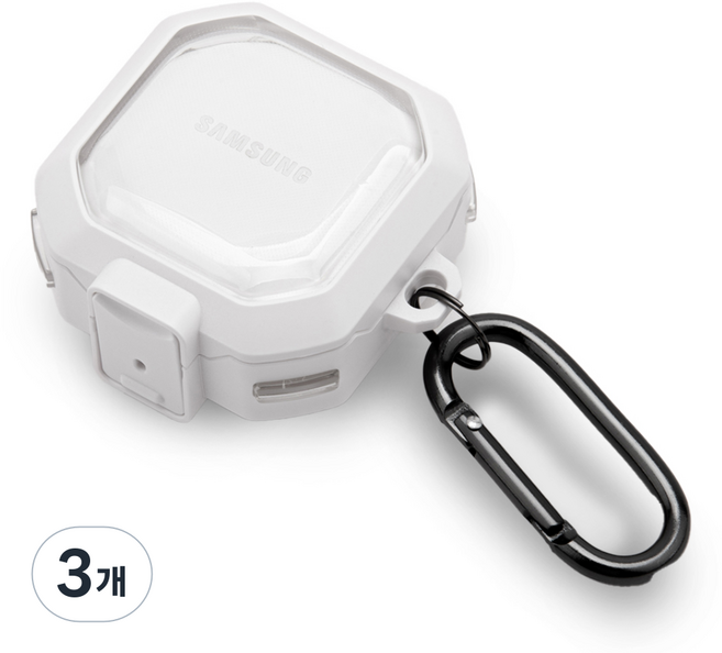 구스페리 범퍼 락 하드 케이스, 갤럭시 버즈2 프로 / 버즈2 / 버즈프로 / 버즈라이브 / 버즈FE, 클리어 화이트, 3개