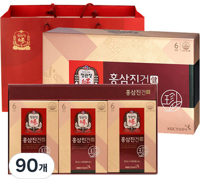 정관장 홍삼진건 파우치 + 쇼핑백, 40ml, 90개