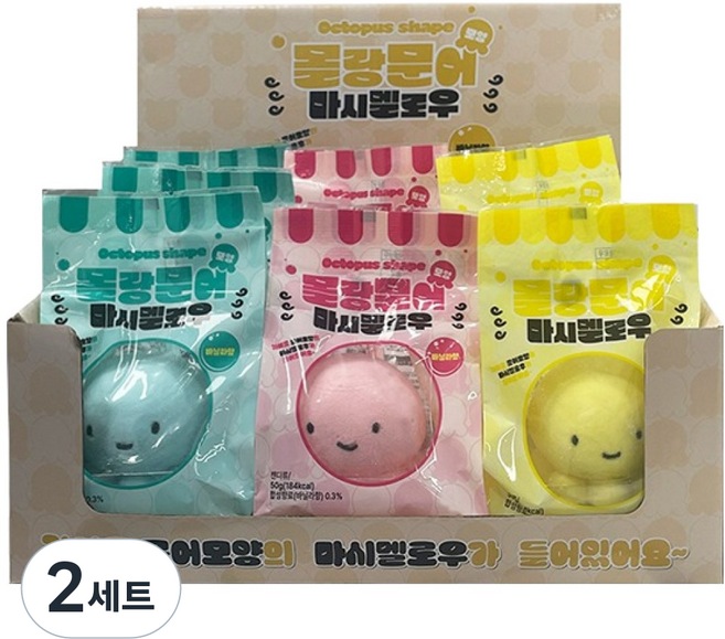 軟Q章魚造型棉花糖 3種 x 3入組, 2套, 450g