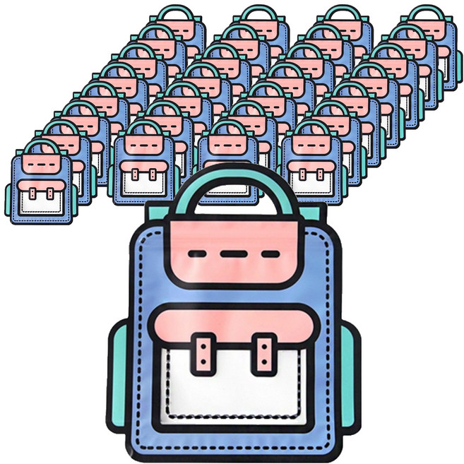 투영디자인 컬러풀 책가방 모양 지퍼백, 랜덤발송, 60개