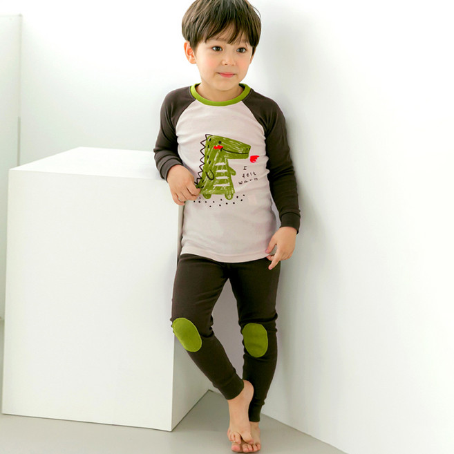 Maykids 孩童簡約鱷魚印花居家服套裝