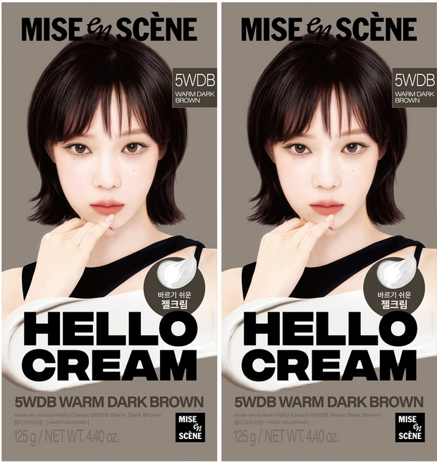 미쟝센 뉴 헬로크림 일반염모제, 웜다크브라운, 2개