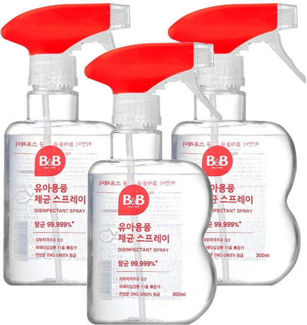 비앤비 유아용품 제균 스프레이 용기형, 300ml, 3개