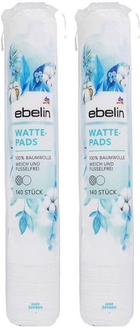 dm ebelin WATTEPADS 缷妝棉, 140片, 2組