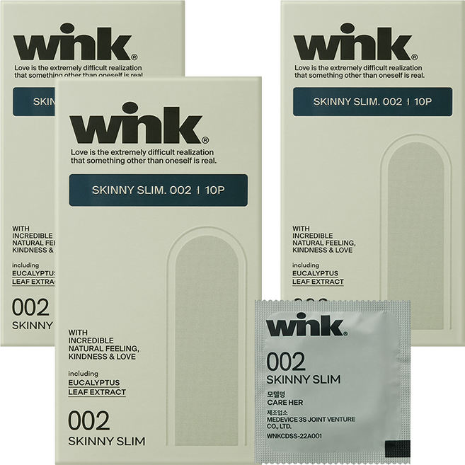 동아제약윙크 스키니 슬림 002 일반형 콘돔, 10개입, 3개