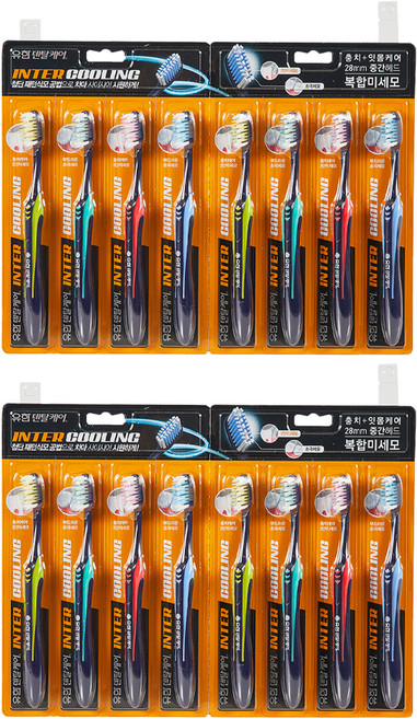 유한덴탈케어 인터쿨링 복합미세모 칫솔, 8개입, 2개