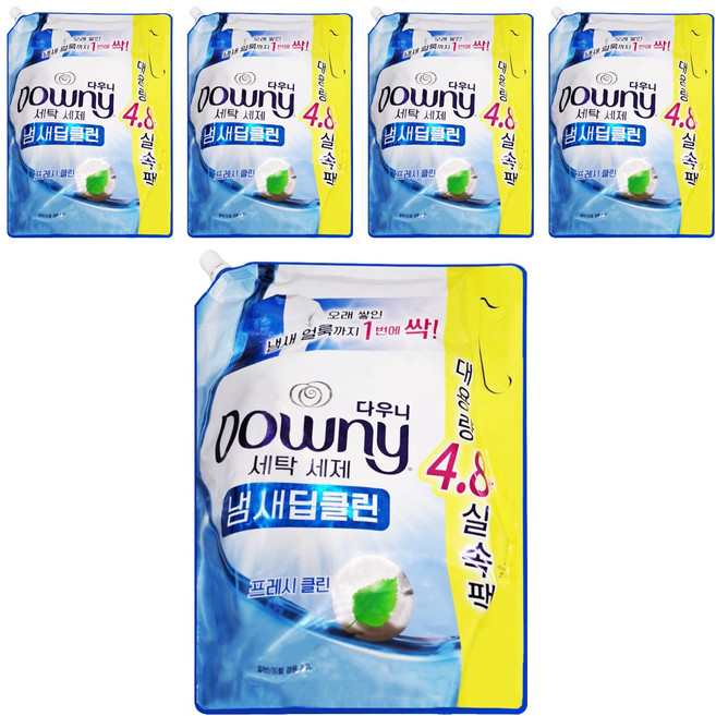Downy 潔淨除臭洗衣精補充包 純淨清新香, 2.2L, 5包